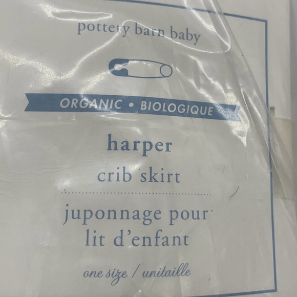 NEW Pottery Barn Baby ORGANIC Harper Crib Skirt WHITE + BRIGHT PINK - Picture 2 of 4